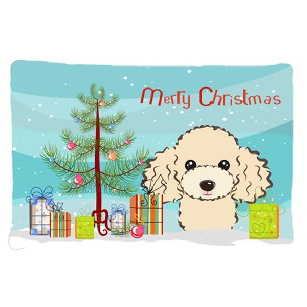 Carolines Treasures Christmas Tree and Buff Poodle Indoor or Outdoor Mat- 24 x 36 BB1630JMAT - main